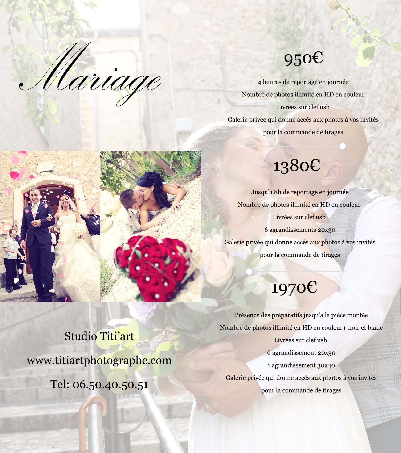 Tarifs mariage