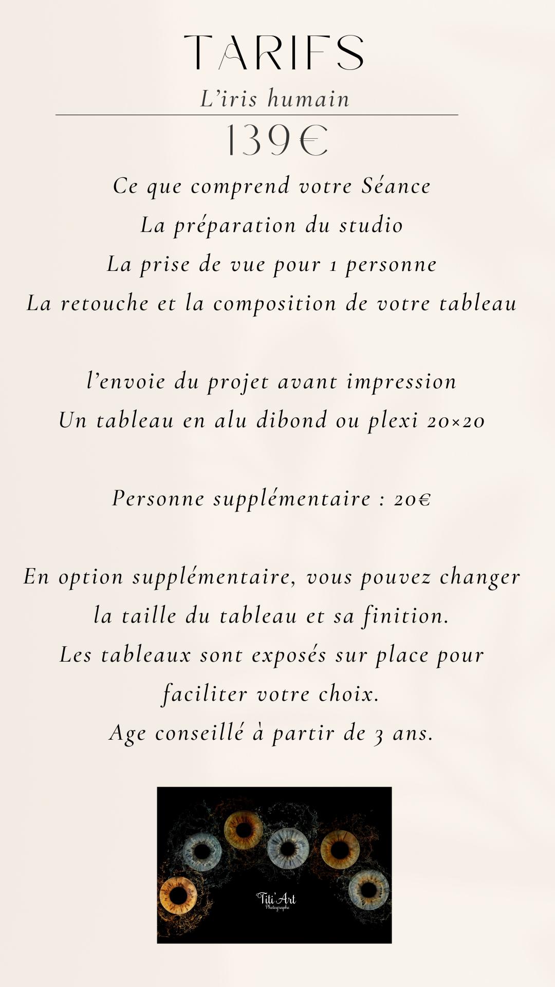 tarifs iris humain